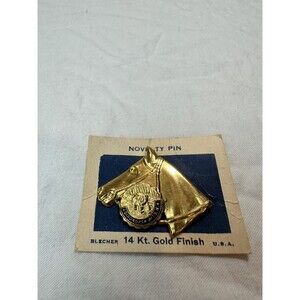 BLECHER NOVELTY HORSE HEAD WESTERN 14 Kt. GOLD PLATED PIN